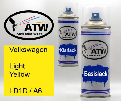 Volkswagen, Light Yellow, LD1D / A6: 400ml Sprühdose + 400ml Klarlack - Set, von ATW Autoteile West.